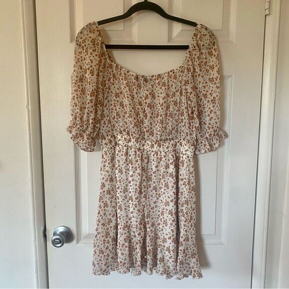 Floral Puff Sleeve Ruffle Dress - Picture 2 of 7